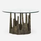 Sculpted Bronze dining table by Paul Evans, 1974, bronzed resin over steel, glass, sold Jan 2021
