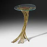 Jacques Duval-Brasseur, Occasional table, c. 1975, brass, agate, glass