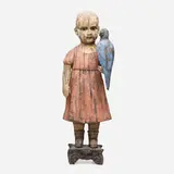 Margaret Keelan, Blue Parrot, Red Dress, 2009, glazed earthenware