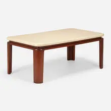 Paul Theodore Frankl, Dining table, model 2443, c. 1955, lacquered cork, mahogany
