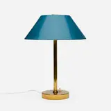 Table lamp, model 5007 by Paavo Tynell, c. 1945, brass, painted sheet metal, sold Jan 2025