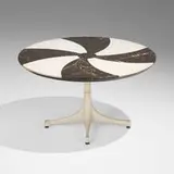 Coffee table by George Nelson & Associates, 1954, enameled aluminum, sold Jan 2025