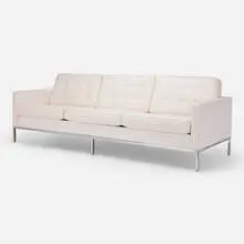 Sofa by Florence Knoll, 1954 / 2009, upholstery, chrome-plated steel, sold Jan 2025