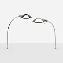 Cedric Hartman, Horizontal mount luminaires model 2HCO, pair, 1991, chrome-plated metal, powder-coated aluminum, acrylic