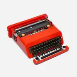 Valentine typewriter by Ettore Sottsass, 1969, plastic, enameled steel, metal, rubber, sold Jan 2025