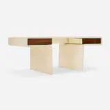 William B. Sklaroff, Uniplane desk, 1971, molded fiberglass, rosewood