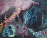 Heinrich Ehmsen, Kathedralen (Rußland), 1946, Öl und Emaillelack auf Holz