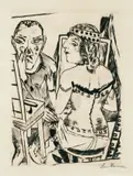 Max Beckmann, Garderobe, 1921, Kaltnadel auf Papier
