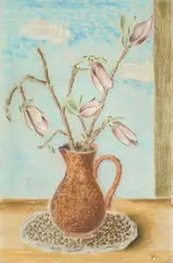 Bruno Goller, Stilleben mit Lilien. 1930er Jahre, Pastell und Bleistift auf Bütten