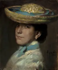 Eugen Spiro, Damenbildnis, 1900, Öl auf Holz