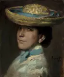 Eugen Spiro, Damenbildnis, 1900, Öl auf Holz