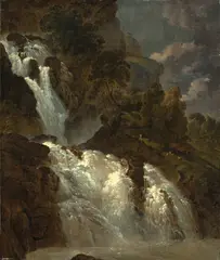 Heinrich Rieter, Der Reichenbachfall, Öl auf Papier auf Leinwand
