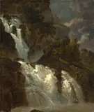 Heinrich Rieter, Der Reichenbachfall, Öl auf Papier auf Leinwand