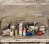 Atelierstilleben by Klaus Fußmann, 1974, Öl auf Papier, sold May 2011