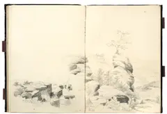 Robert Kummer, Skizzenbuch, Um 1865, Pappband mit 27 Bleistiftzeichnungen auf 28 Blatt Velin (Wasserzeichen: JWhatman 1858)