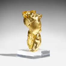 Gold Torso by Martin Blank, 1990 / 1992, hot-sculpted glass, Lucite, sold Jan 2021