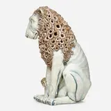 Adrian Arleo, Seated Lion with Internal Woman, 2010, glazed earthenware, wax encaustic, steel