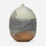 Closed Form (with rattle) by Toshiko Takaezu, c. 1995, glazed stoneware, sold Jan 2021