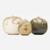 Closed Forms (with rattles), set of three by Toshiko Takaezu, c. 1995, glazed earthenware, sold Jan 2021