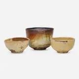Vessels, set of three by Toshiko Takaezu, glazed earthenware, sold Jan 2021