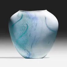 Light vessel by William Morris, 1987, hand-blown glass, sold Jan 2021