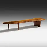 Slab coffee table by George Nakashima, 1977, American black walnut, sold Jan 2021