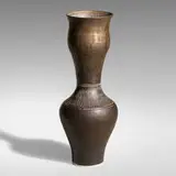 Bottle by Lucie Rie, c. 1972, glazed porcelain with sgraffito decoration, sold Jan 2021