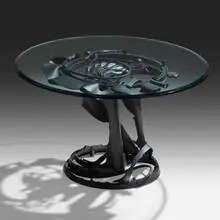 Golden Dawn table by Albert Paley, 2007, forged and fabricated steel, glass, sold Jan 2021