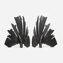 Andirons, pair by Albert Paley, 1992, formed and fabricated steel with a blackened finish, sold Jan 2021