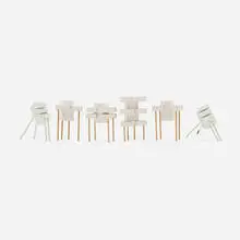 Lawrence Laske, Furniture models for Memphis, set of six, 1987-88, painted paper, wood