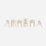 Lawrence Laske, Furniture models for Memphis, set of six, 1987-88, painted paper, wood