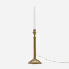 Lawrence Laske, SOBO, Switch On Blow Out table lamp candlestick, 2002-2024, brass, wax candle