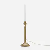 Lawrence Laske, SOBO, Switch On Blow Out table lamp candlestick, 2002-2024, brass, wax candle