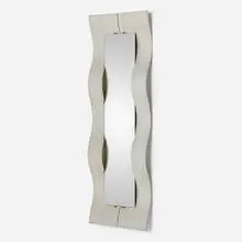 Wave mirror by Lorenzo Burchiellaro, c. 1970, cast aluminum, mirrored glass, sold Jan 2025