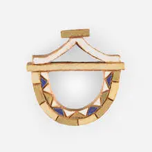 Wall mirror by Les Argonautes, c. 1960, glazed stoneware, mirrored glass, sold Dec 2024