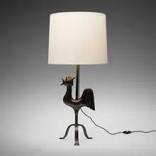 attribution Atelier Marolles, Table lamp, c. 1940, iron, paper shade