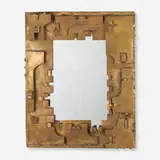Jacques Mauplot, Wall mirror, c. 1970, brass, mirrored glass, plywood