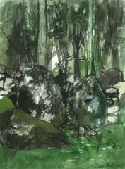 Forest scene by R.A. David Tindle, sold Apr 2017