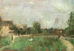 R.A. Bernard Dunstan, Village scene (possibly Cookham Green)