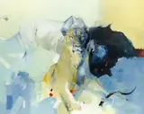 Keith Joubert, Three lions and kill, oil on canvas