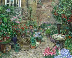 Melissa Scott-Miller, Back garden in full bloom, oil on canvas