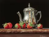 Valeriy Shishkin, Still lifes with strawberries, a pair, both signed in Russian (lower right); signed