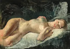 Bernard Fleetwood Walker, Reclining nude, oil on board