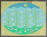 Scottie Wilson Rsa Rsw, Fish and Flowers, ink and chalk