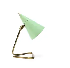 Nogaro Castagnon, A table lamp c.1955, Brass and enamelled metal with adjustable shade