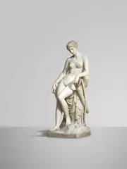monumental carved white marble figure of 'Diana About To Bathe' by Holme Cardwell, marble, sold Apr 2017