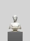 Hiram Powers, carved white marble bust of Proserpine, marble