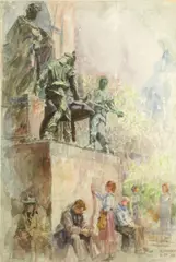 Raymond K. Perry, Herald Square, 1938, watercolor on paper