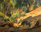 Paul Lauritz, Sun and shadow, oil on canvas affixed to board