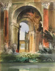Kenneth George Potter, Palace of Fine Arts, San Francisco, watercolor on paperboard